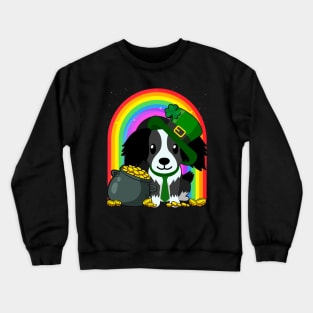 Border Collie Rainbow Irish Clover St Patrick Day Dog Gift print Crewneck Sweatshirt